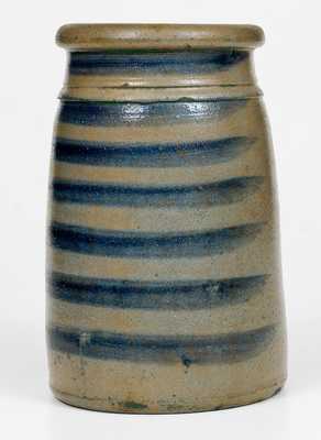Scarce Western PA Stoneware Canning Jar w/ Seven-Striped Cobalt Decoration