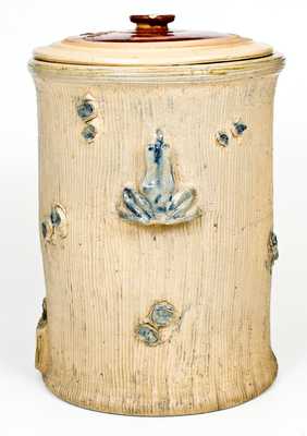 Extremely Rare HART / FULTON Stoneware Cooler w/ Stump and Frog Decoration