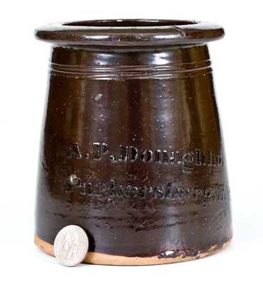 A. P. Donaghho / Parkersburg, WV Stoneware Canning Jar with Albany-Slip Glaze