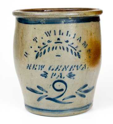Two-Gallon R.T. WILLIAMS. / NEW GENEVA. / PA Cobalt-Decorated Stoneware Jar