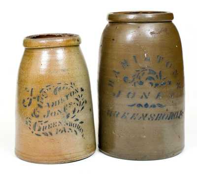 Lot of Two: HAMILTON & JONES / GREENSBORO, PA Stoneware Canning Jars