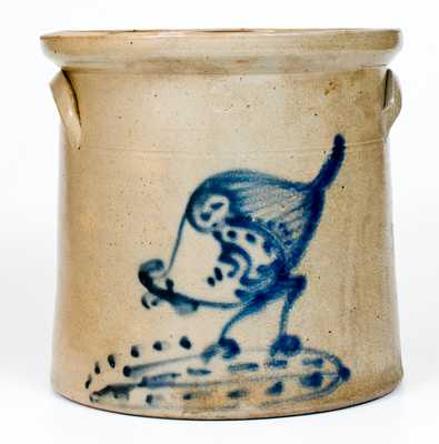 3 Gal. Stoneware Crock with Chicken Pecking Corn Decoration, Ellenville, NY