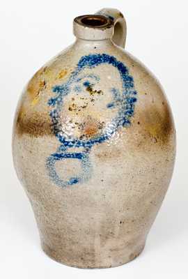 Rare Ovoid Stoneware Jug with Brushed Man's Head Decoration