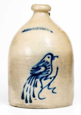 1 Gal. WHITES UTICA Stoneware Jug with Slip-Trailed Bird Decoration
