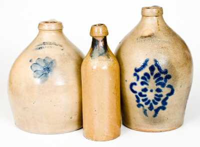 Lot of Three: Marked American Stoneware Jugs and Bottle