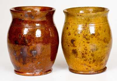 Lot of Two: Small-Sized Glazed Redware Jars, Pennsylvania origin