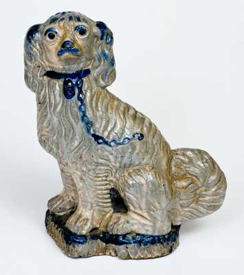 Cobalt-Decorated Figure of a Seated Spaniel, attributed to Wallace and Cornwall Kirkpatrick, Anna, IL