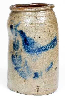 Unusual One-Gallon Stoneware Bird Jar, possibly Midwestern