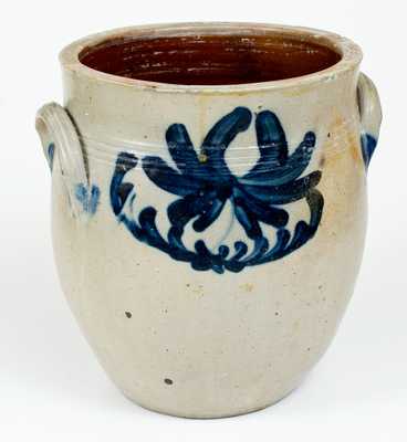 Three-Gallon Stoneware Jar with Cobalt Floral Decoration, Northeastern U.S. origin
