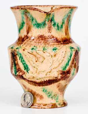 Extremely Rare Slip-Decorated Redware Federal Eagle Pitcher, possibly North Carolina Moravian, c1800