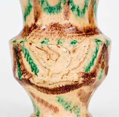 Extremely Rare Slip-Decorated Redware Federal Eagle Pitcher, possibly North Carolina Moravian, c1800