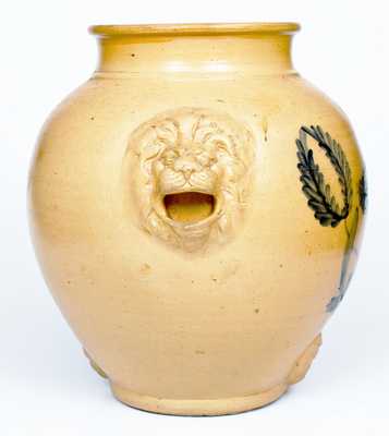 Exceptional Clark Pottery, Athens, NY Stoneware Water Cooler w/ Lion s Head Handles
