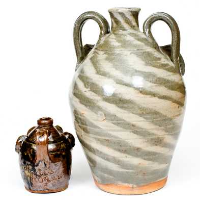 Two Southern Stoneware Face Jugs, fourth quarter 20th century