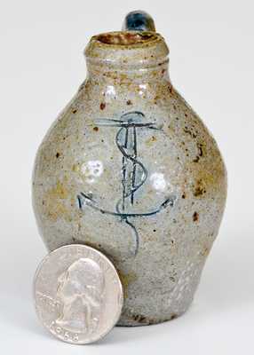 Fine Miniature Stoneware Jug w/ Incised Anchor Decoration, early 19th century