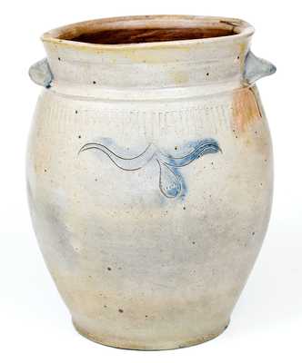 Very Rare Xerxes Prices, Sayreville NJ Stoneware Jar w/ Incised Floral and Coggled Decoration