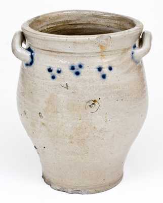 Scarce Abraham Mead, Greenwich, CT, Stoneware Jar, circa 1790