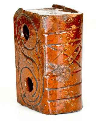 Unusual Redware Book-Form Inkwell Inscribed 