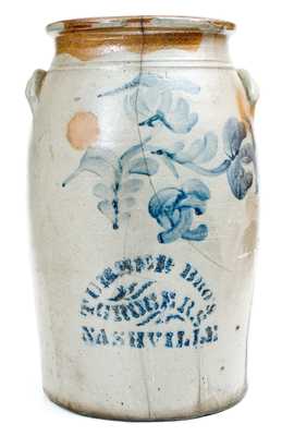 Rare NASHVILLE, TN Stoneware Advertising Churn by A. RUSSELL / BEAVER, PA