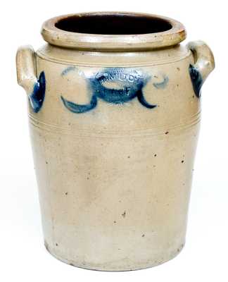 J. HAMILTON / BEAVER, PA Stoneware Jar with Cobalt Decoration