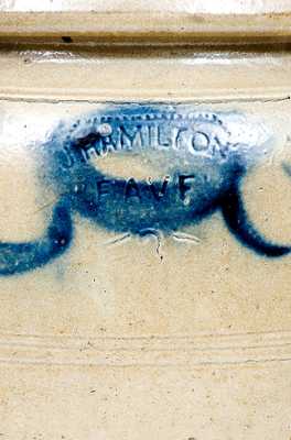 J. HAMILTON / BEAVER, PA Stoneware Jar with Cobalt Decoration
