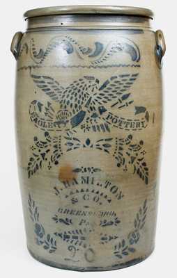 Outstanding 20 Gal. EAGLE POTTERY / J. HAMILTON & CO. / GREENSBORO, PA Stoneware Jar