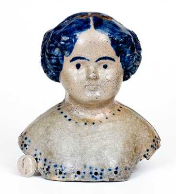 Rare Large-Sized Stoneware Dolls Head, Greensboro or New Geneva, PA origin