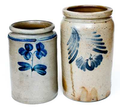 Lot of Two: Baltimore, MD Stoneware Jars with Floral Decoration