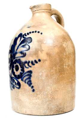 FORT EDWARD POTTERY CO. Stoneware Syrup Jug with Floral Decoration