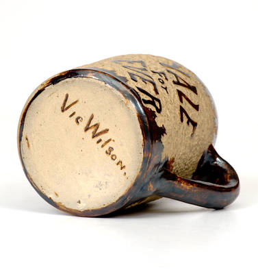 Exceptional Yale Art Pottery Stoneware Mug with Figural Decoration