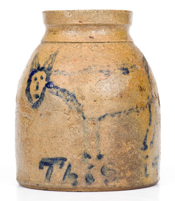 Ohio Stoneware Jar Inscribed This is a Cat