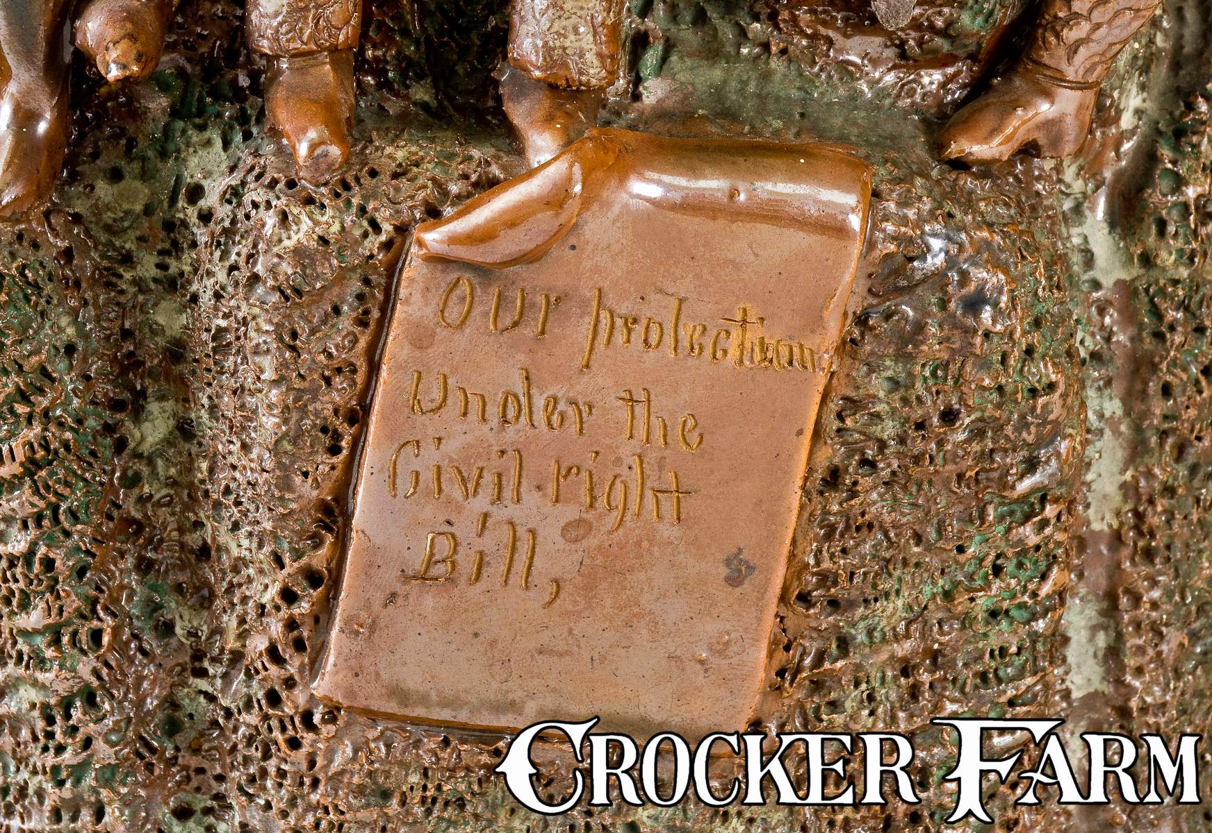 Detail of the Anna Pottery Liberty Monument: 'Our Protection Under the Civil Right Bill.'