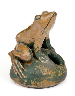 Anna Pottery / 1879 Stoneware Frog Inkwell