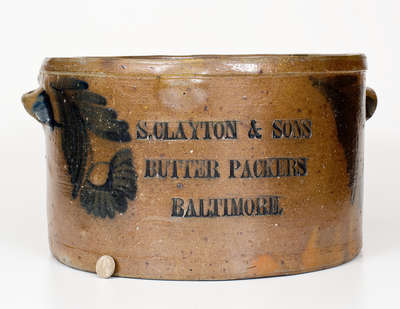 S. CLAYTON & SONS / BUTTER PACKERS / BALTIMORE Stoneware Crock