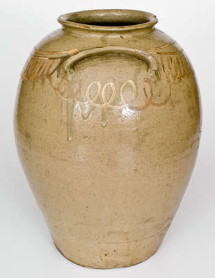 Four-Gallon CHANDLER / MAKER (Edgefield District, SC) Stoneware Jar w/ Kaolin Slip Decoration