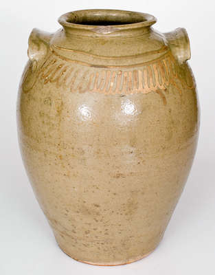 Four-Gallon CHANDLER / MAKER (Edgefield District, SC) Stoneware Jar w/ Kaolin Slip Decoration