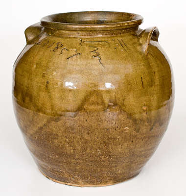 David Drake Three-Gallon Stoneware Jar, Incised Feb 3. 1857 / Lm