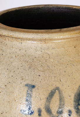 Extremely Rare R. WEAVER Ohio Odd Fellows Stoneware Jar w/ Incised Floral Decoration