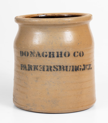 DONAGHHO CO / PARKERSBURG.W.V. Stoneware Crock w/ Error Stenciling