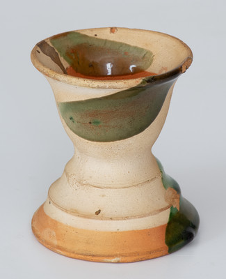 Unusual Copper-Glazed Shenandoah Valley Redware Egg Cup, Strasburg, VA