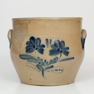 Two-Gallon Poughkeepsie, New York Stoneware Jar w/ Cobalt Floral Decoration