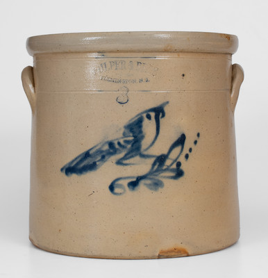 Unusual FULPER & BROS / FLEMINGTON, N.J. Three-Gallon Stoneware Bird Crock