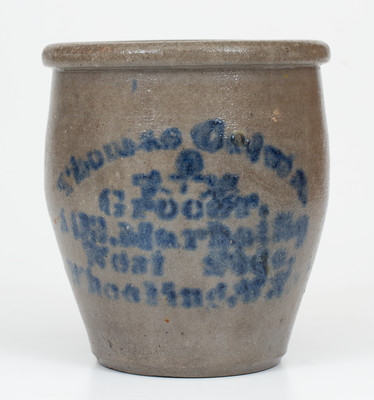 Small-Sized Wheeling, West Virginia Advertising Jar, circa 1880, Western PA origin