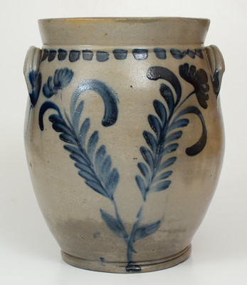 4 Gal. Remmey Pottery, Philadelphia, PA Stoneware Jar w/ Bold Floral Decoration