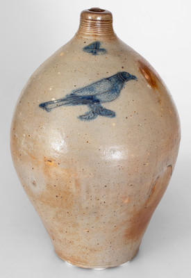 4 Gal. Connecticut Stoneware Jug w/ Incised Bird Decoration, circa 1815