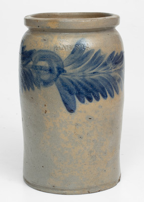 H. MYERS (Henry Remmey working for Merchant Henry Myers) Stoneware Jar, Baltimore, c1825