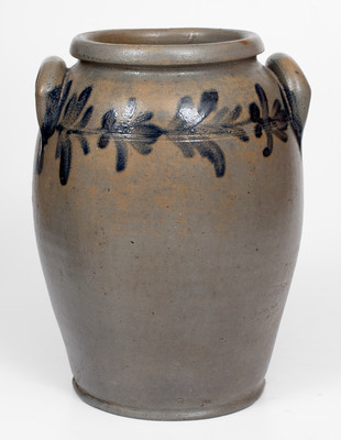 Ovoid Philadelphia Stoneware Jar w/ Floral Decoration attrib. Henry H. Remmey, c1835