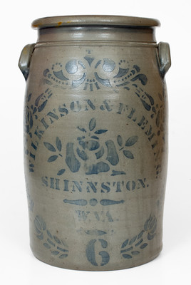 Fine 6 Gal. WILKINSON & FLEMING / SHINNSTON, W. VA Stoneware Jar w/ Elaborate Decoration
