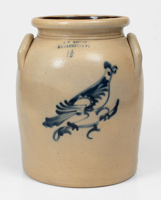 1 1/2 Gal. J. & E. NORTON / BENNINGTON, VT Stoneware Bird Jar