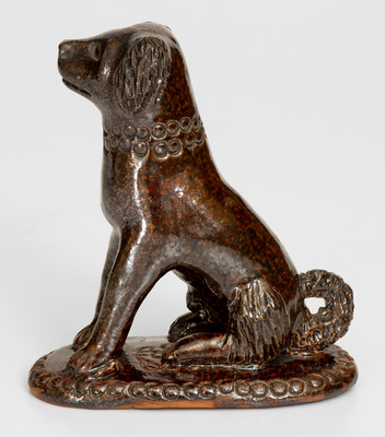 Pennsylvania Redware Seated Dog Figure