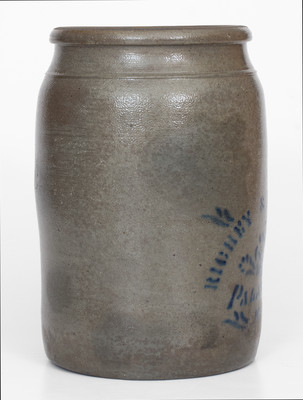 RICHEY & HAMILTON / PALATINE. / W.VA. Cobalt-Decorated Stoneware Jar